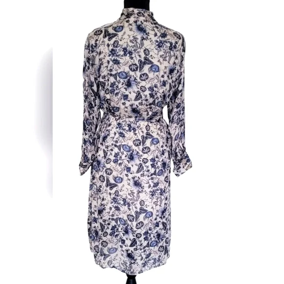 Zara Bohemian Floral Mockneck Belted Side Slits Midi Dress - Picture 6 of 12